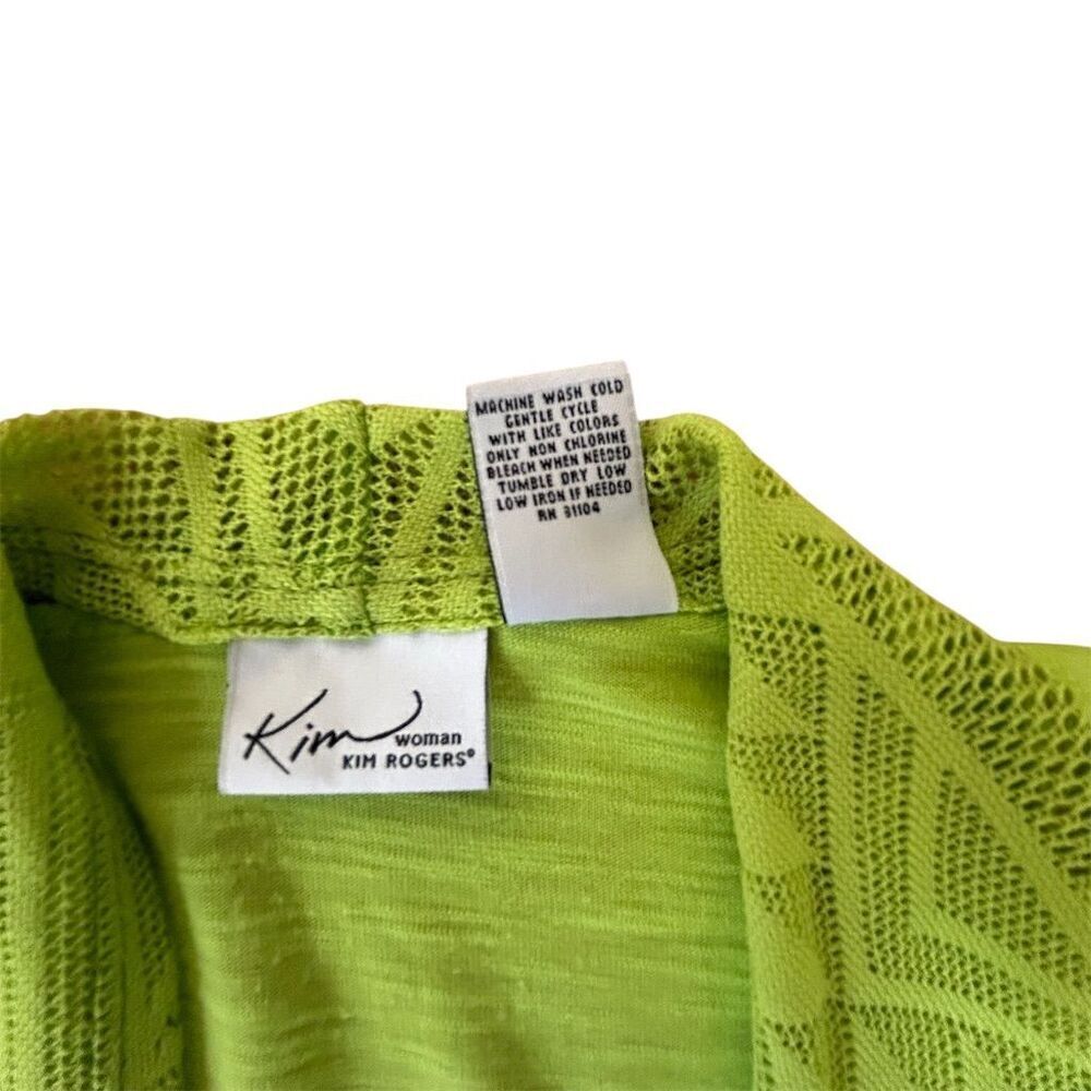 Kim Rogers Women's 2XL Lime Green Open Cardigan Topper Blouse - Picture 3 of 5